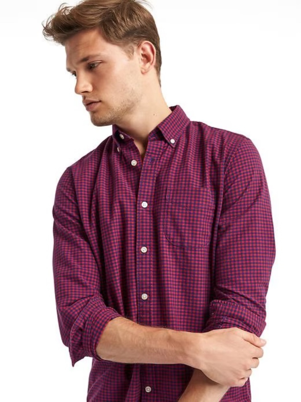GAP Oxford Gingham Slim Fit Button Down Shirt
